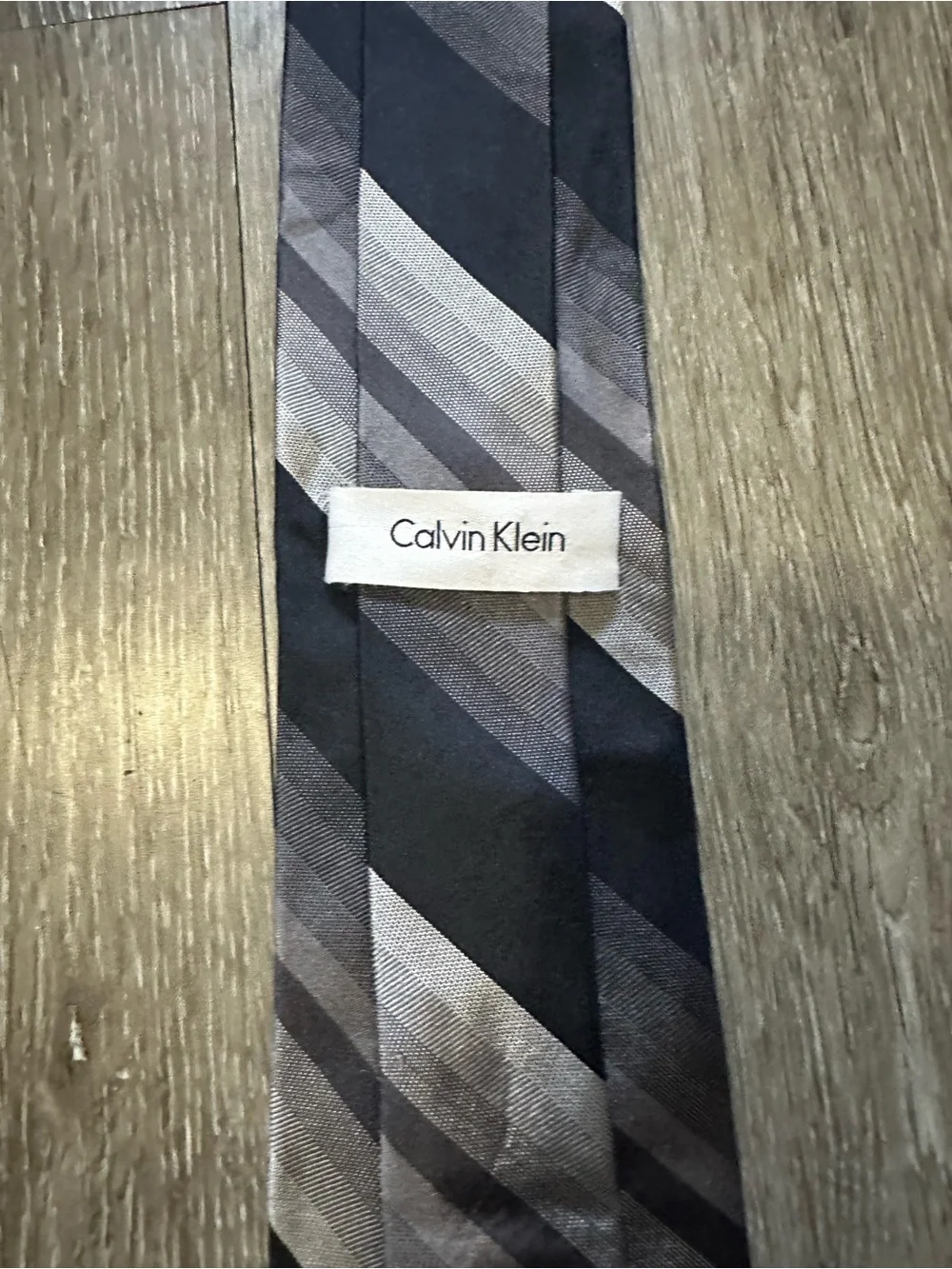 Calvin Klein Diagonal Stripe Tie in Black and Gray